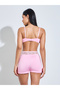 Light Pink Solid Balconette Bra And Shorts Lingerie Set With Lace Details - 5