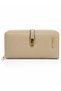 Women's Faux Leather Wallet with Gold Buckle and Phone Compartment, Sand Matte - 4