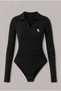 Polo Collar Lycra Flexible Snap Fastener Premium Long Sleeve Bodysuit