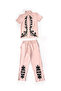 Girls Pink Embroidered Short Sleeves Shirt And Trousers Set - 2