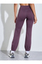 Purple Solid Cuffed Hem Active Joggers - 4