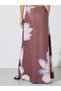 Rust Floral Print Flared Maxi Skirt - 4