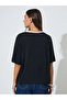 Black Contrast Trims Button Details Boxy Fit T-Shirt - 5