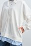 Women's Skirt and Ruffle Detail Two-Tone Sweatshirt White - 5