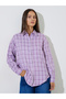 Lilac Checked Longline Oversized Shirt - 3