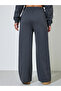 Charcoal Solid Wide Leg Mid Rise Joggers - 4