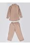 Girls Beige Floral Embroidered Shirt And Trousers Set - 3