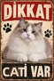 Ragamuffin Beware There Is a Cat Retro Metal Wall Sign Decorative Cat Sign 20X30Cm