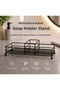 2-Piece Square Porcelain Liquid Soap Dispenser Kitchen Set with Metal Stand and Sponge, Hand and Dish Bathroom Set 400 ml - 3