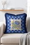 Vintage Peony Flower Motif Gingham Patterned Fringed Throw Pillow Cover - 3