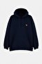 Plus Size Navy Blue Hooded Oversize/Wide Cut Fox Embroidered Sweatshirt Tmnaw27Ao00027 - 4