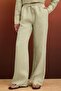 Bej  %100 Keten Beli Lastikli Yüksek Bel Wide Leg Pantolon TWOSS26PL00041 - 3