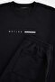 Black Regular Fit Slogan Printed Knitted Tracksuit Set Tmnaw27Em00001 - 7