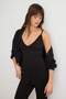 Siyah Fitted/Vücuda Oturan Flare Paça Soft/Yumuşak Dokunuşlu Örme Alt - Üst Takım TWOAW27AU00012 - 2