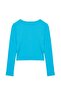 Turkuaz Düz Fitted Kaçık Yaka Crop/Kısa Pamuklu Kaşkorse Örme Bluz TWOAW27BZ00072 - 3