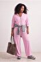 Pink Thin Soft Comfortable Flowy Fabric Front Zipper Large Size Tracksuit Set Tbbaw26Ts00017
