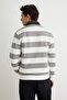Ekru Regular/Normal Kesim Polo Yaka Çizgili İçi Polarlı Pamuklu Sweatshirt TMNAW24SW00240 - 4