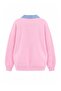 Pembe Dokuma Garni Detaylı Oversize Kalıp Polo Yaka Kalın Polarlı Örme Sweatshirt - 4