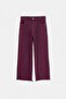 Bordo Kız Çocuk Düz Denim Pantolon TKDAW26PL00003