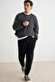 Black Regular/Normal Cut Rubber Leg Thick Inner Hooded Sweatpants Tmnaw26Ea00004 - 3