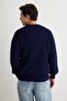 Lacivert Oversize Fit Geniş Kalıp Bisiklet Yaka Basic Triko Kazak TMNAW23KZ00189 - 5