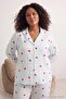 Blue Strawberry Patterned Striped Large Size Pajama Set Tbbaw27Ai00048