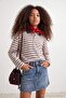 Brown 100% Cotton Tok Fabric Girls' Striped Knitted Sweatshirt Tkdaw27Sw00031