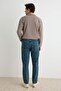 Lacivert Yeşil Eskitme Görünümlü %100 Pamuk Relax Fit Boyfriend Jeans Kot Pantolon TMNAW23JE00043 - 4