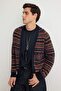 Lacivert Slim Fit Yünlü V Yaka Jakarlı Triko Hırka TMNAW20HI0029 - 2
