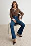 Premium Koyu Mavi Orta Esnek Normal Bel Flare İspanyol Paça Jeans TWOAW27JE00196 - 3