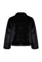 Siyah Oversize Kalıp Suni Kürk Mont TWOAW27MO00056 - 12