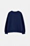 Navy Blue Printed Knitted Sweatshirt Tkdaw27Sw00068 - 3