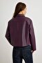 Plum Regular Fit Faux Leather Jacket with Stitching Detail Coattwoaw27Mo00053 - 10