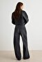Antrasit Kemerli Yüksek Bel Geniş Paça Wide Leg %100 Pamuk Jeans TWOSS26JE00085 - 4