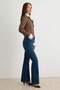 Premium Koyu Mavi Orta Esnek Normal Bel Flare İspanyol Paça Jeans TWOAW27JE00196 - 2