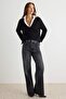 Antrasit Paça Kesikli Ekstra Yüksek Bel Geniş Paça Wide Leg Geniş Paça Jeans TWOAW26JE00080