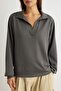 More Sustainable Antrasit Soft/Yumuşak Dokunuşlu Polo Yaka Örme Sweatshirt TWOAW27SW00127 - 3