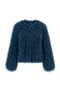 Lacivert Oversize Kalıp Suni Kürk Mont TWOAW27MO00054 - 9