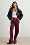 Bordo Yüksek Bel Orta Esnek Wide Leg Jeans TWOAW26JE00084 - 2