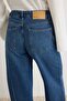 Premium Koyu Mavi DÖKÜMLÜ Normal Bel Wide Leg Geniş Paça Jeans TWOAW27JE00095 - 4