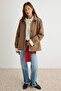 Khaki Regular Fit Stand Collar Jacket Coat Twoaw27Mo00127