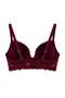 Bordo Balenli Sabit Kaplı Dolgusuz Dilim Dantel Detaylı T-Shirt Bra Sütyen - 8