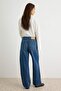 Premium Koyu Mavi DÖKÜMLÜ Normal Bel Wide Leg Geniş Paça Jeans TWOAW27JE00095 - 6