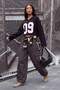 Siyah V Yaka Slogan Baskılı Crop Örme Sweatshirt TWOAW27SW00200 - 3