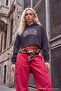 Anthracite Thick Slogan Printed Snap Button Hooded Low Sleeve Crop Knitted Sweatshirt Twoaw27Sw00030 - 2