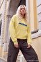 Lime Slogan Kalın İçi Polarlı Oversize/Geniş Kesim Kapüşonlu Örme Sweatshirt TWOAW27SW00170 - 2