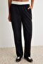 Siyah Düz Fitted/Vücuda Oturan Wide Leg Kolsuz İnce Örme Alt - Üst Takım TWOAW27AU00098 - 3