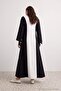 Black Zippered Sleeve Detailed Relaxed/Casual Fit Maxi Woven Cap & Robe Tctaw27Kf00008 - 4