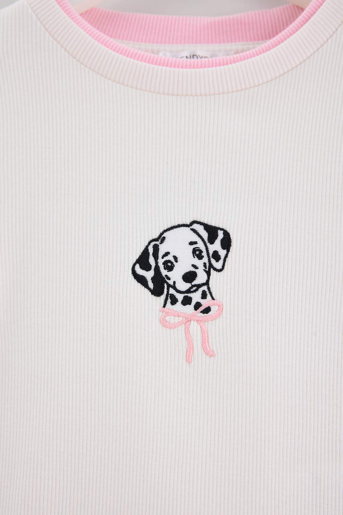 Ecru Ribbed Flexible Cotton Girls' Printed Knitted T-Shirt Tkdaw27Ts00022 - 6