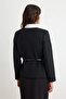 Black Belted Regular Fit Woven Blazer Jacket Twoaw26Bc00056 - 4